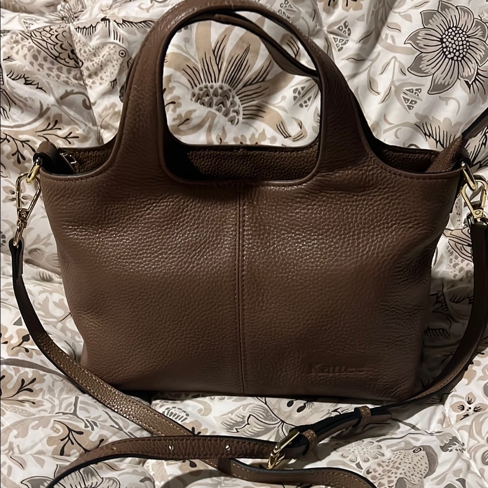 Kattee small Satchel khaki pebble Leather shoulder bag Kattee Crossbody satchel